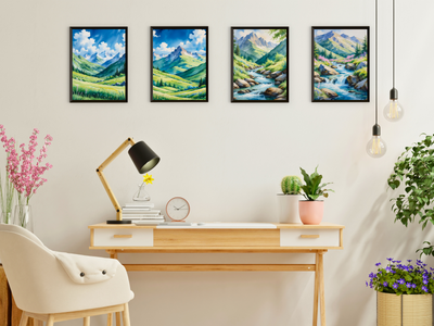 Berglandschaft - Frühling, Sommer, Herbst, Winter - Aquarell - Bundle