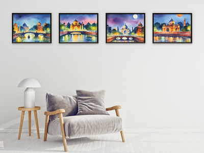 New Delhi at Night - Watercolor