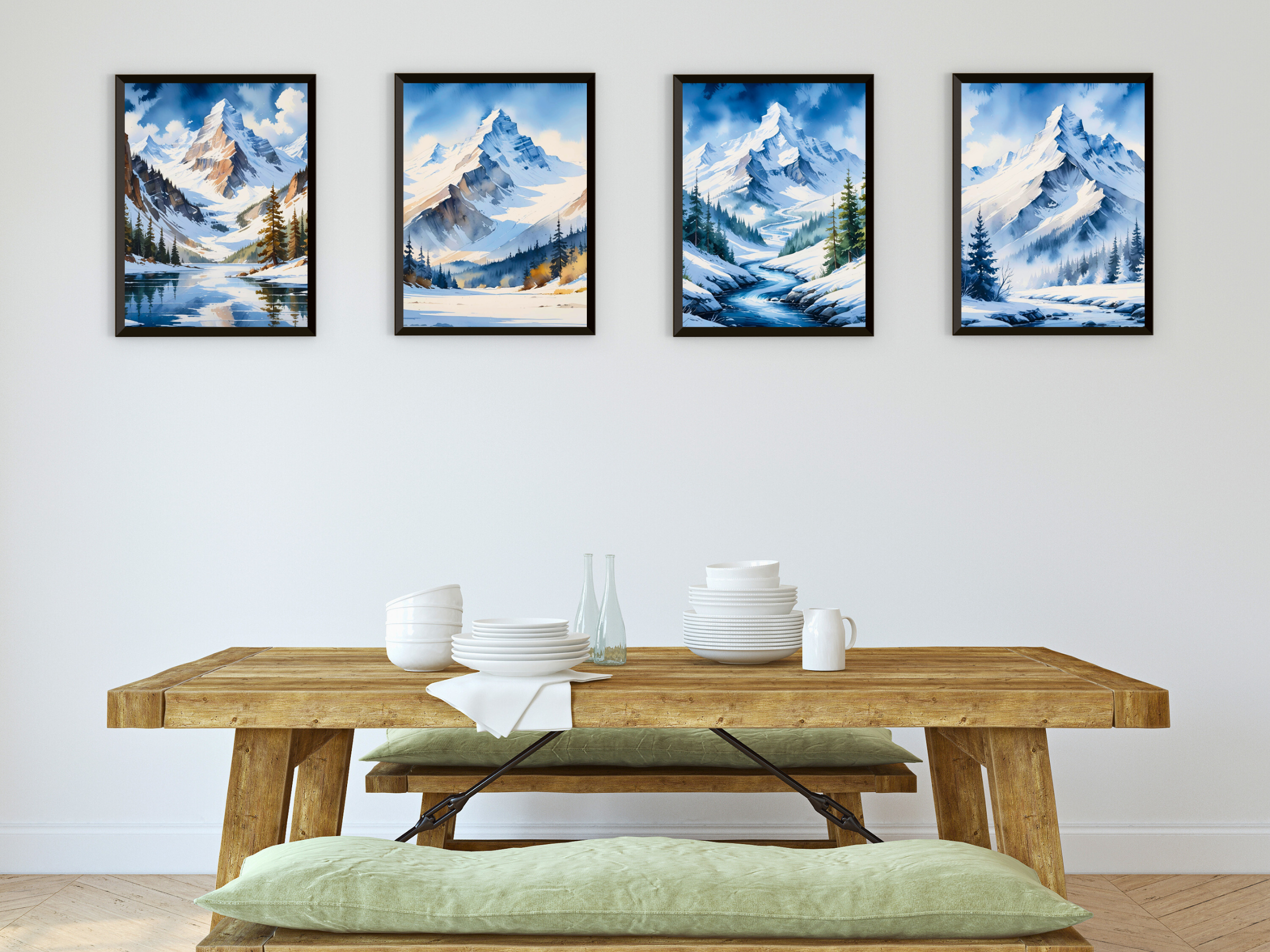 Berglandschaft im Winter - Aquarell