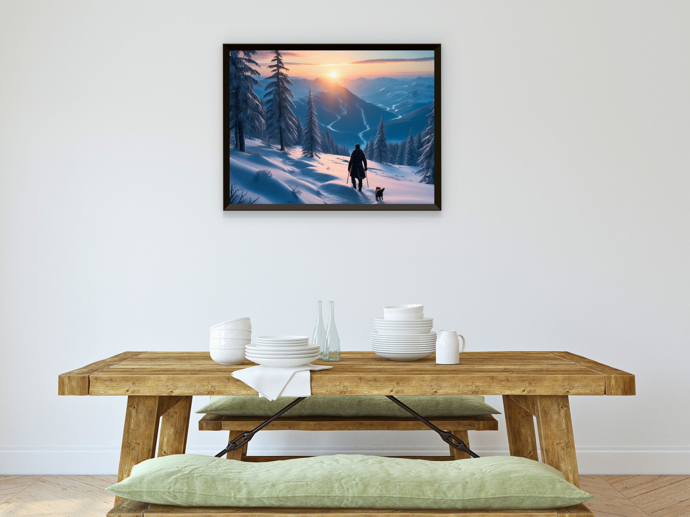 verschneite Berglandschaft im Dämmerlicht - Romantik