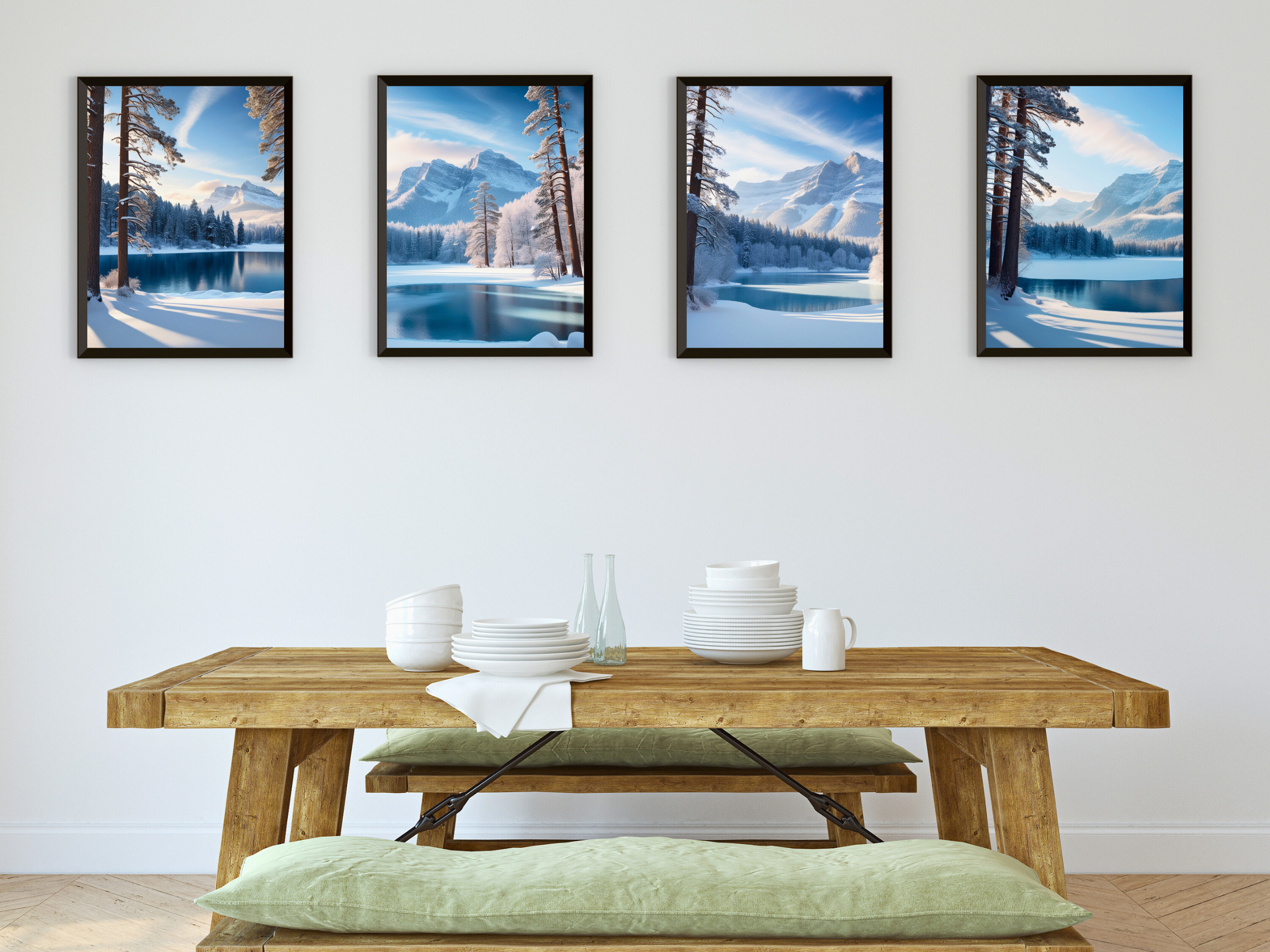 Landschaft-Wald-See im Winter