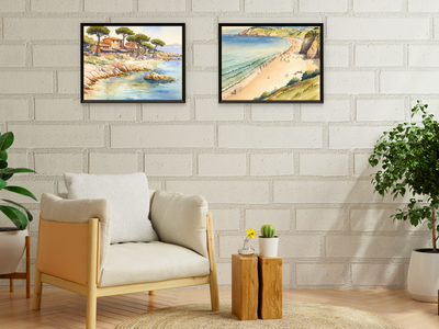 French Seaside Resorts in the 1920s - Watercolor