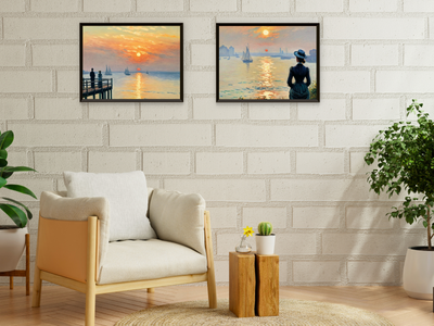 Sonnenuntergang am Meer - Vintage Stil Claude Monet