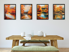 Autumn Forest by the Lake - Abstract Painting