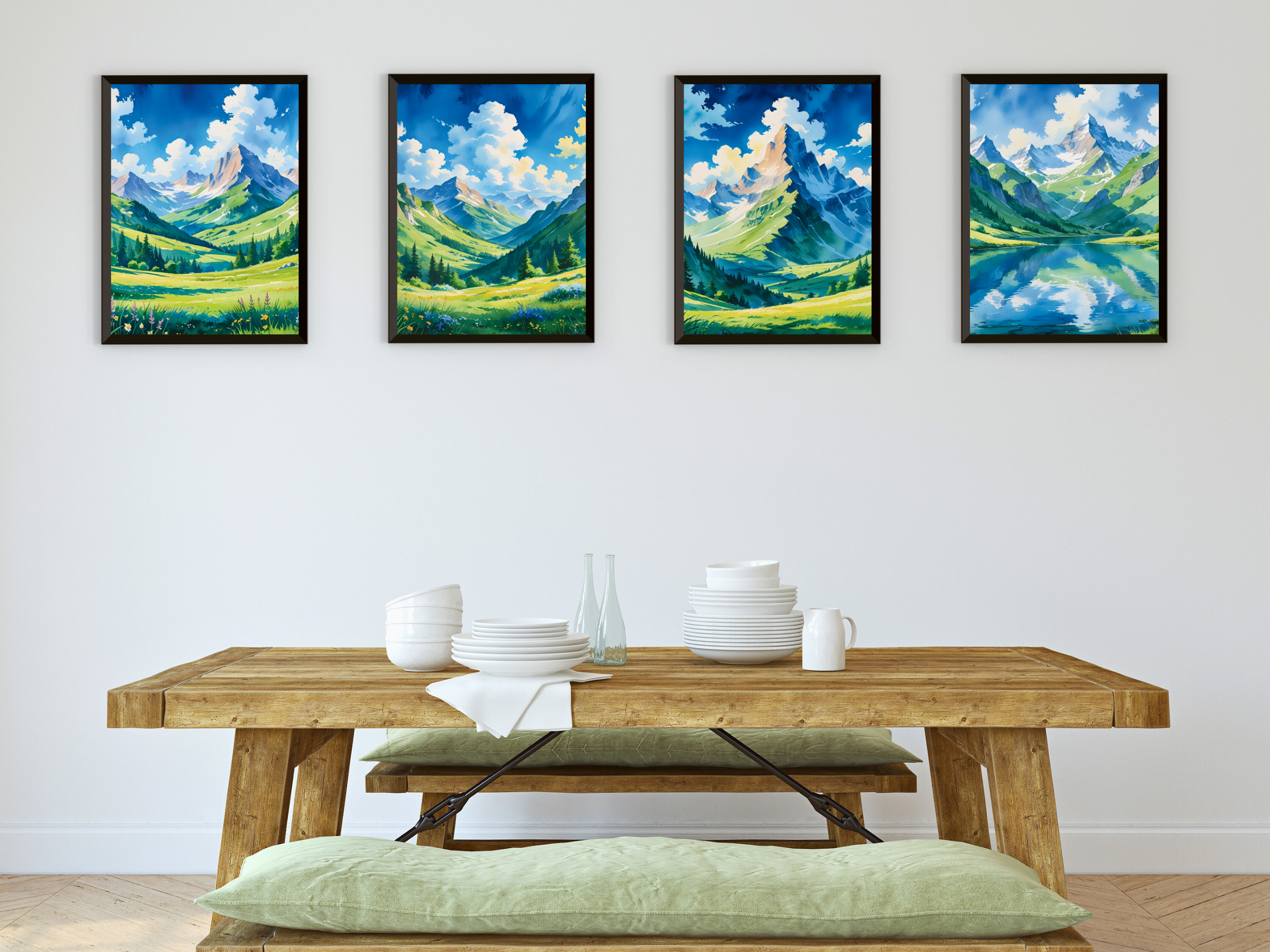 Berglandschaft im Sommer - Aquarell