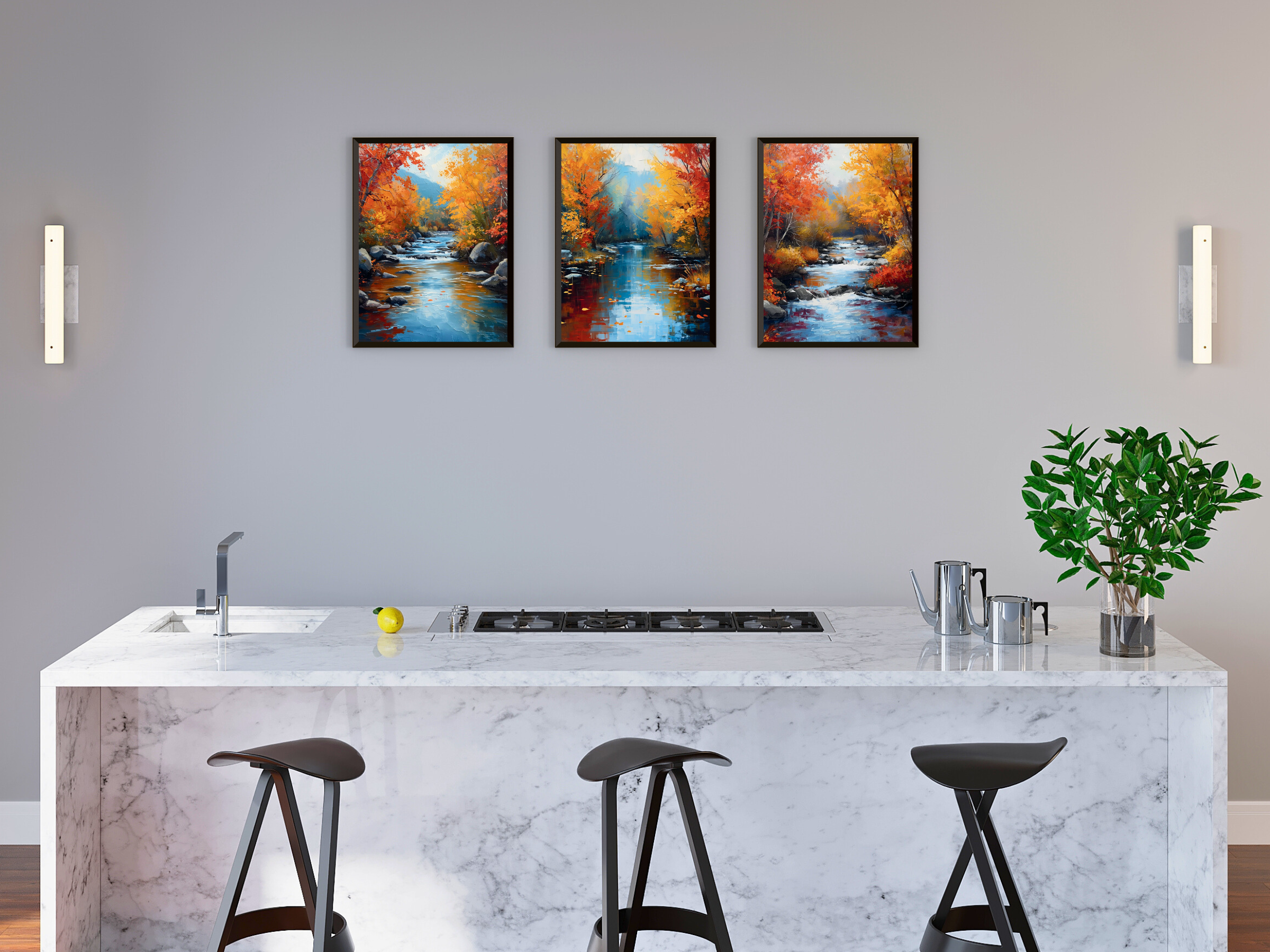 Flusslandschaft im Herbstglanz - Expressionismus