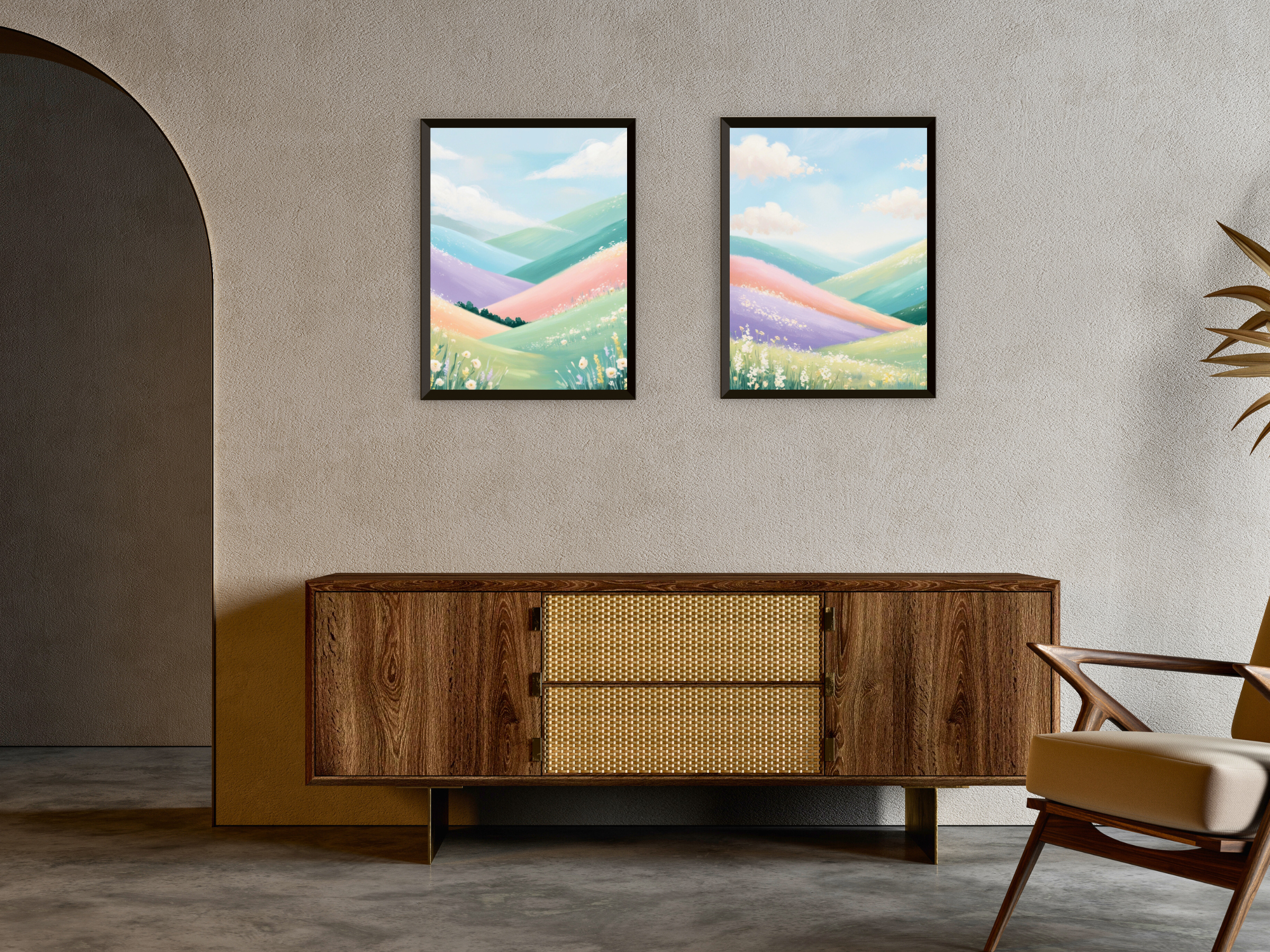 Paysage vallonné en été - Peinture abstraite