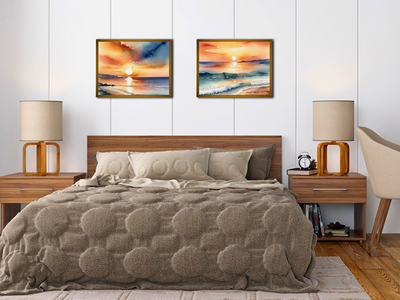 Sun by the Sea - Birds and Whale - Watercolor - Bundle