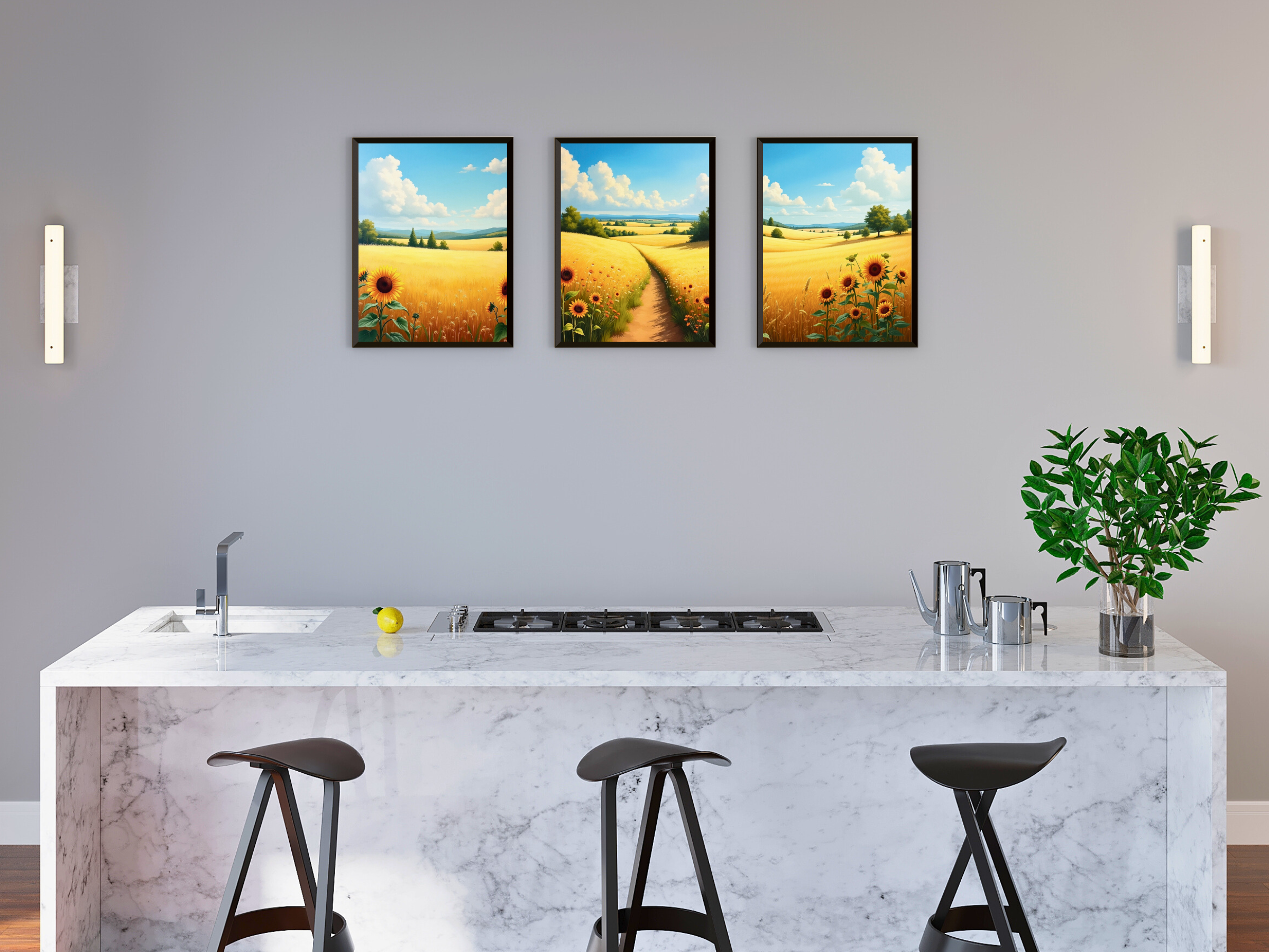 Sommerlandschaft mit goldenen Feldern - Impressionismus