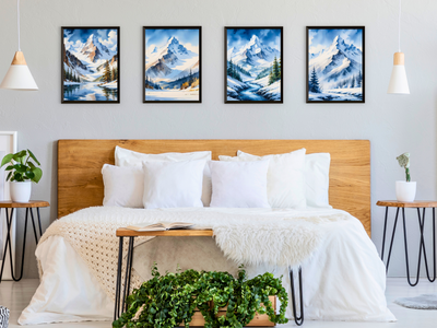 Berglandschaft - Frühling, Sommer, Herbst, Winter - Aquarell - Bundle
