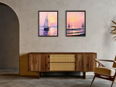 Sonnenaufgang am Meer - Vögel und Wal - Vintage Stil Claude Monet
