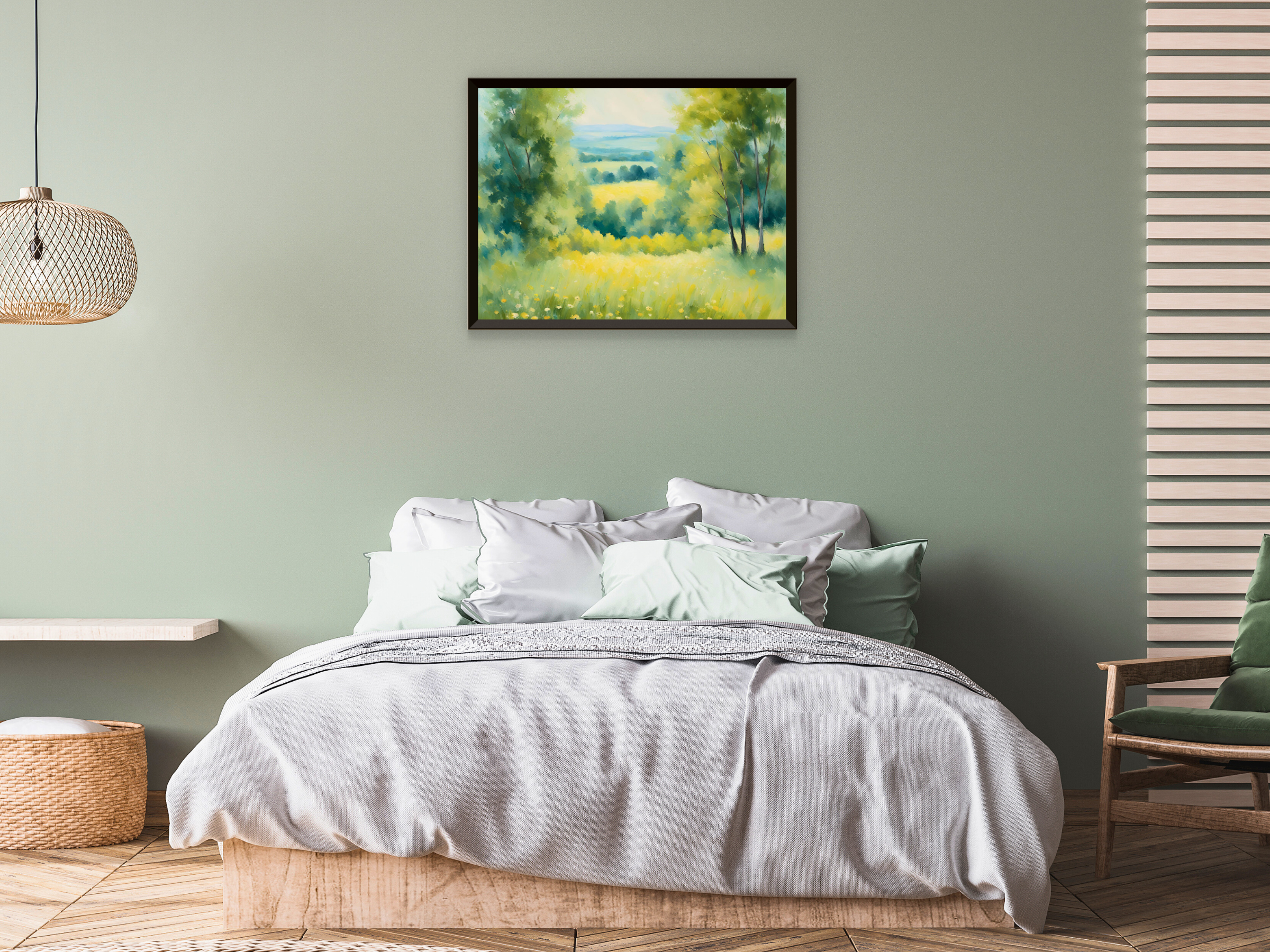 Paysage de prairies en lumière d'été - Impressionnisme