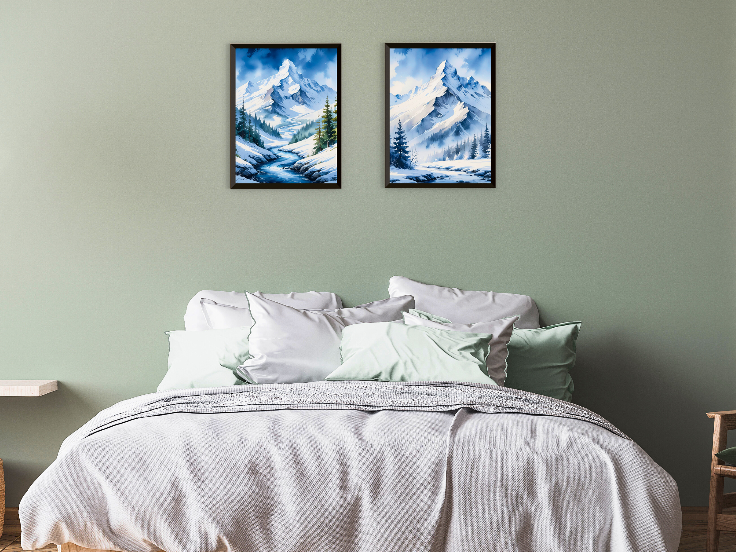 Berglandschaft im Winter - Aquarell