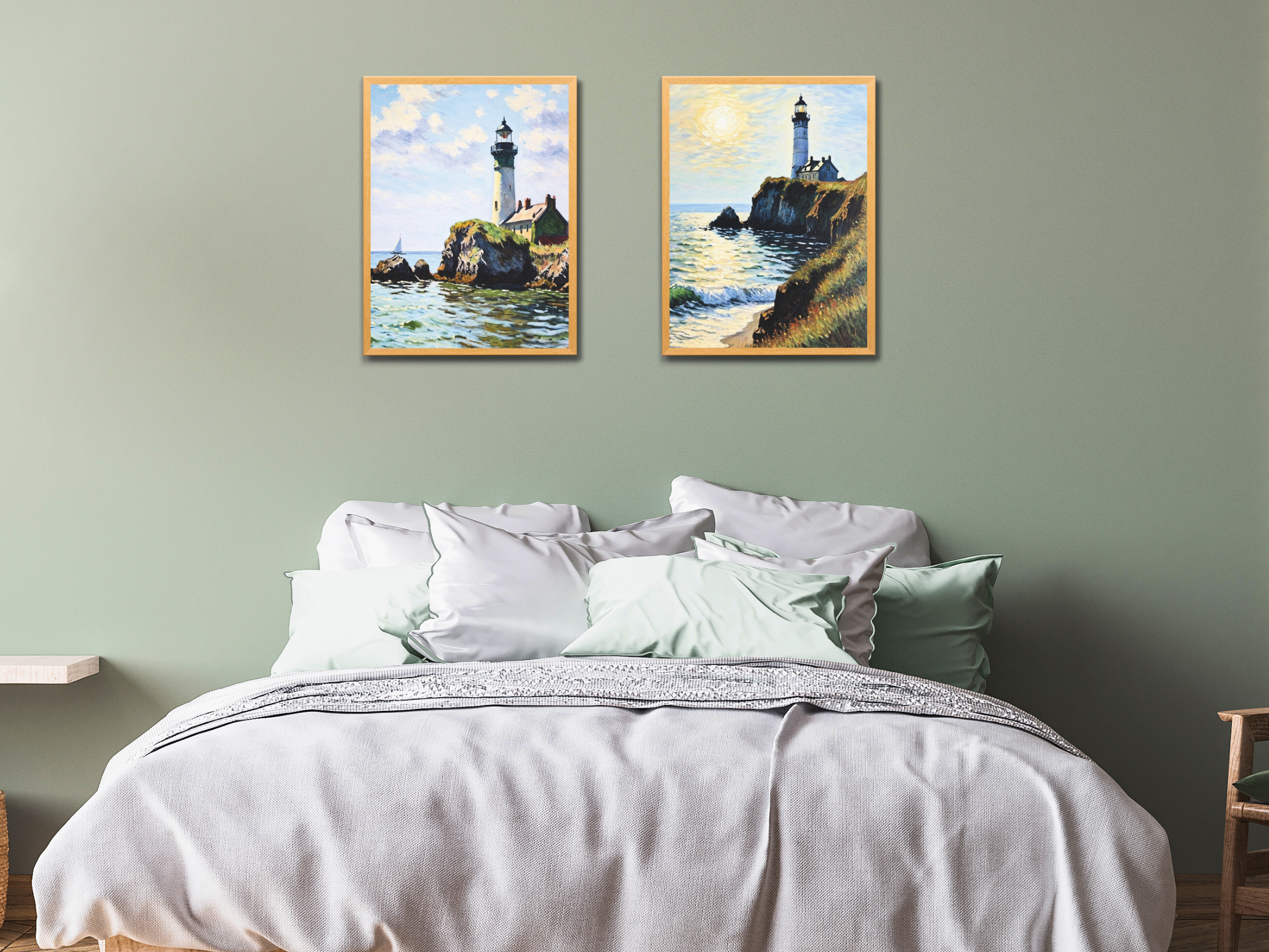 Phare au bord de la mer - style vintage Claude Monet